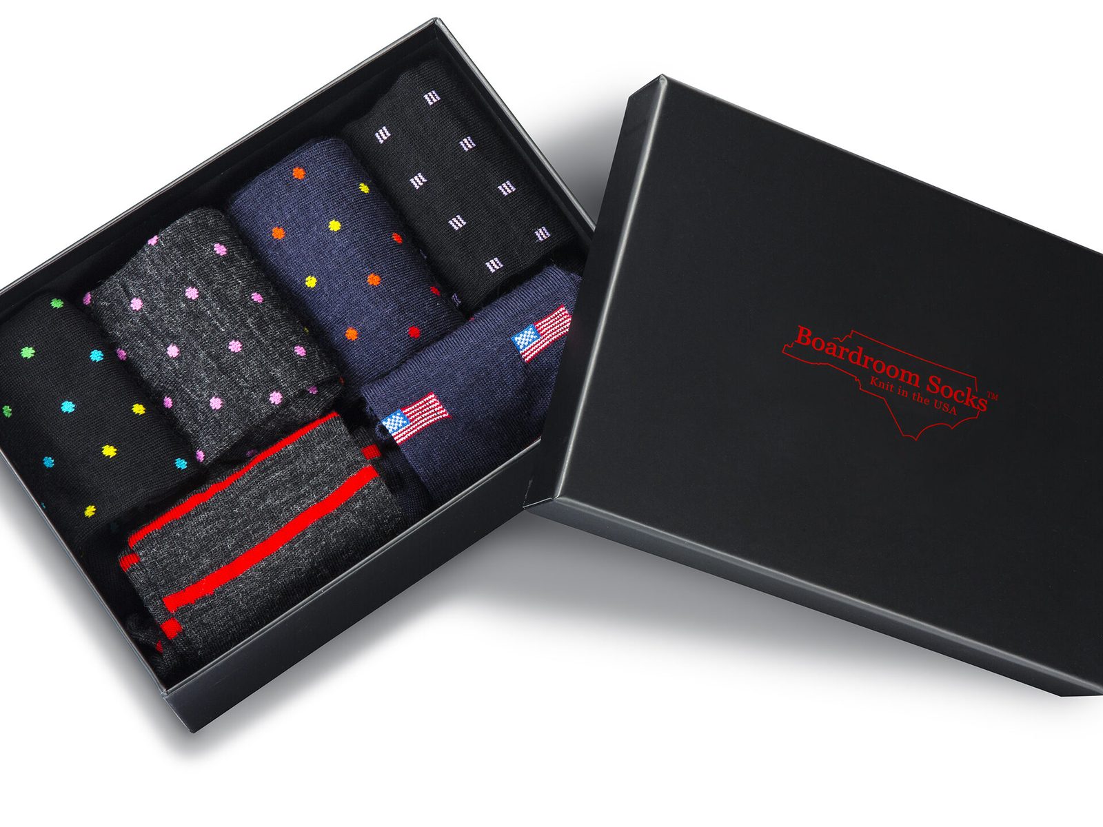 Boardroom Socks gift box, e-commerce product photo